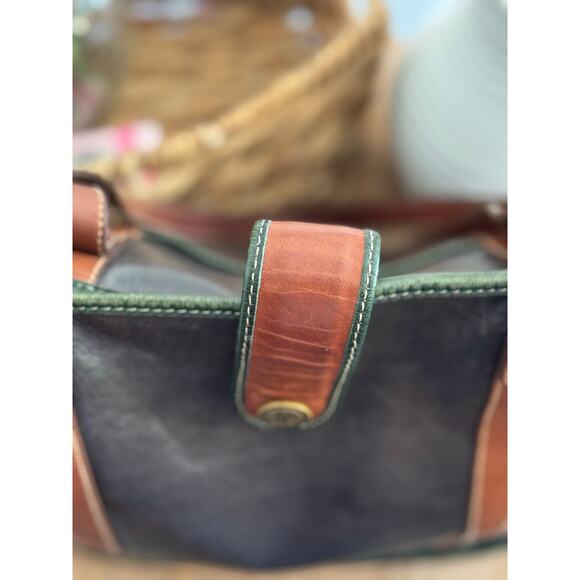 Vintage Brahmin Leather Tote w/Inner Saddle Bag & Forest Green Trim - Picture 10 of 12